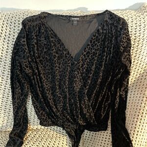 Express Dark Leopard Print Bodysuit
